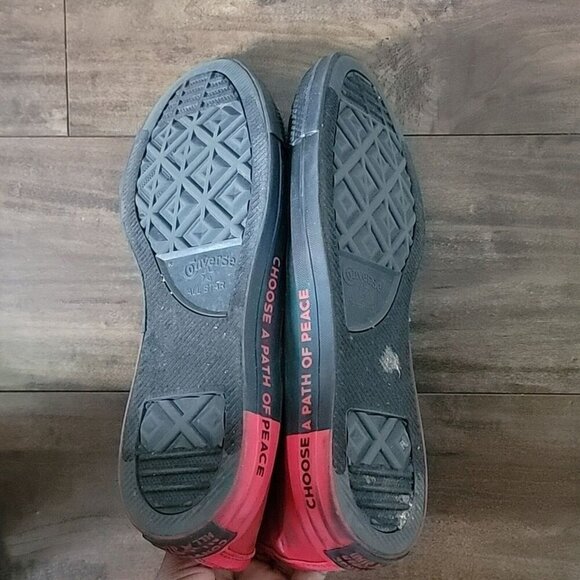 Converse Chuck Taylor All Star High Seek Peace Red and Black Sneakers - Picture 5 of 6
